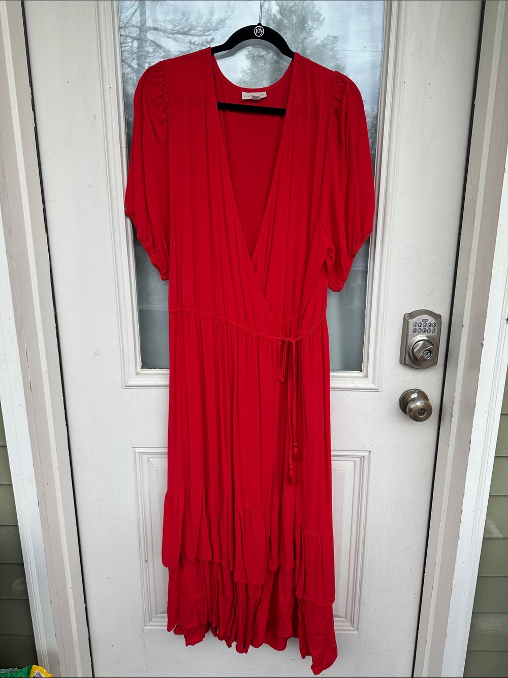 NWOT Knox Rose Vibrant Red Wrap Dress with Tie Waist (2X)